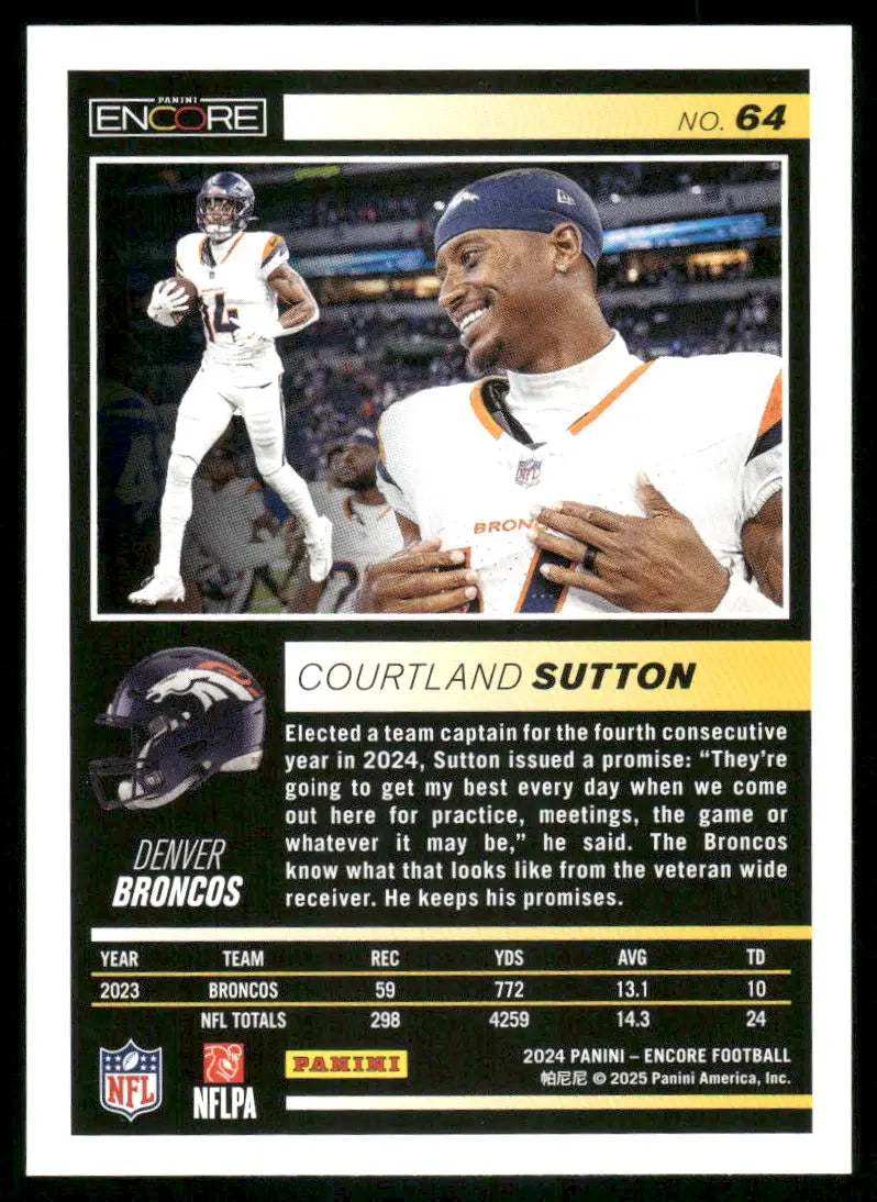 2024 Panini Encore Football card of Courtland Sutton from Pinnacle Encore series