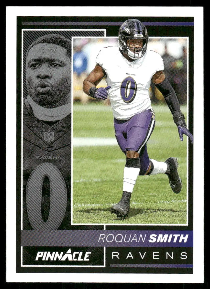 Football trading card featuring Roquan Smith in Baltimore Ravens uniform from Panini Pinnacle Encore