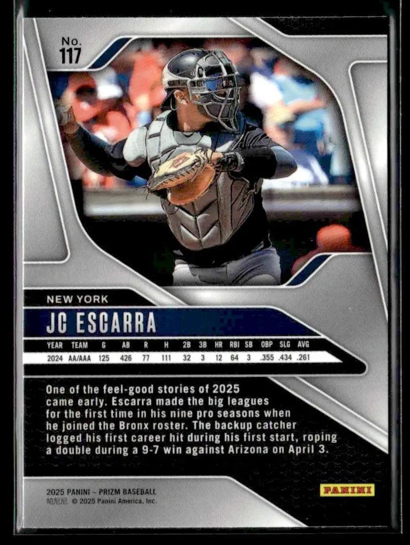 Baseball trading card of JC Escarra from Panini Prizm York Yankees series