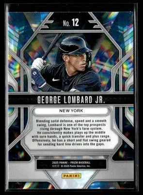 Baseball trading card of George Lombard Jr. from Panini Prizm 2025 York Yankees