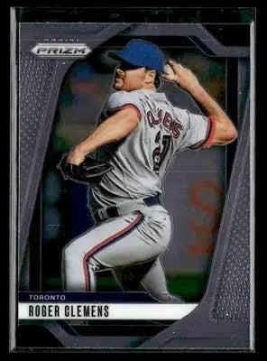 Panini Prizm Roger Clemens Toronto Blue Jays trading card with pitching pose