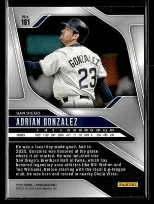 Baseball card of Adrian Gonzalez from Panini Prizm featuring San Diego Padres players