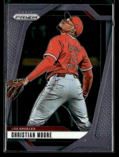 Christian Moore baseball card from Panini Prizm 2025 Los Angeles Angels series