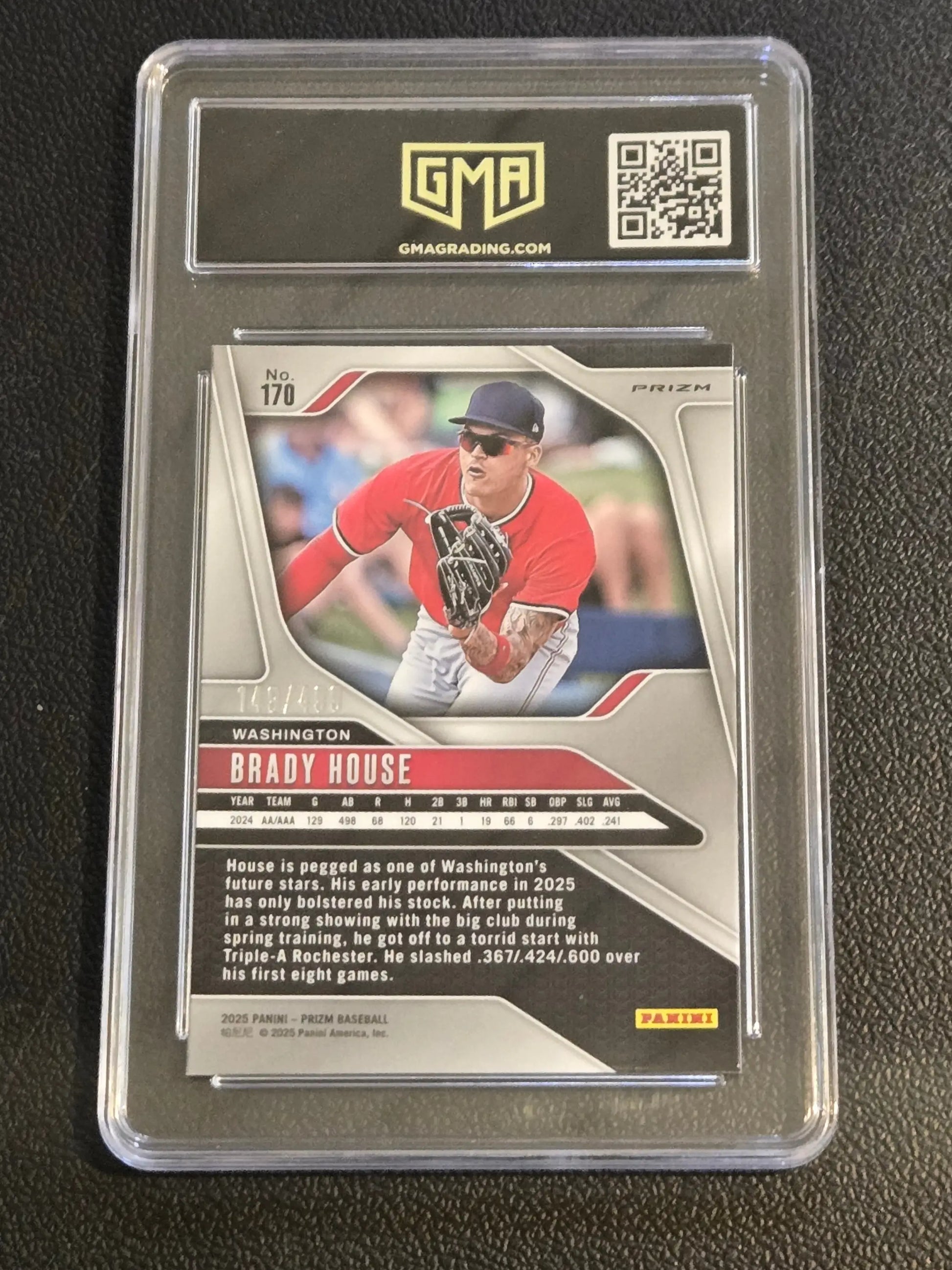 Graded Brady House Pulsar trading card from 2025 Panini Prizm Pulsar Prizm GMA 10