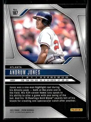Baseball trading card of Andruw Jones from Panini Prizm Atlanta Braves 2025 #187