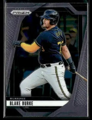 Modern Panini Prizm baseball trading card of Blake Burke in batting stance for Milwaukee Brewers