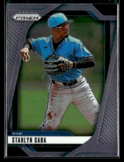 Baseball trading card of Starlyn Caba from Panini Prizm Miami Marlins 2025