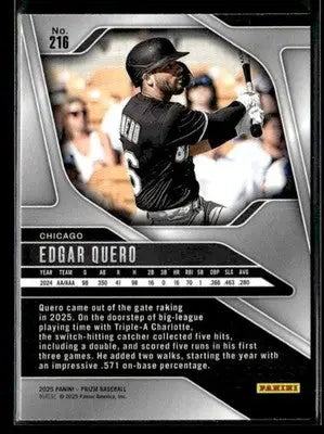 Baseball trading card of Edgar Quero from 2025 Panini Prizm Chicago White Sox