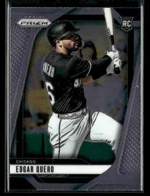 Baseball trading card of Edgar Quero in batting stance from 2025 Panini Prizm Chicago White Sox