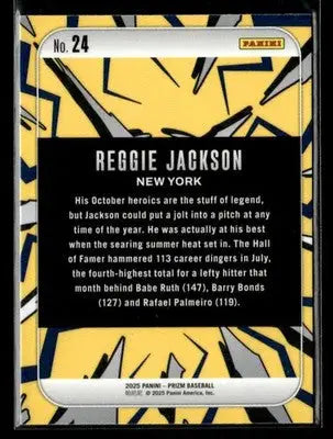 Baseball trading card for Reggie Jackson from Panini Prizm 2025 York Yankees collection