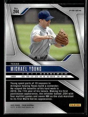 Collectible Michael Young Texas Rangers Panini Prizm Ruby Wave Prizm baseball card