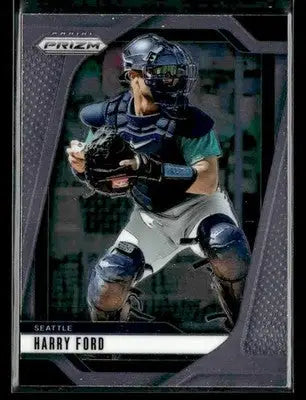 2025 Panini Prizm Harry Ford baseball trading card featuring Seattle Mariners catcher gear