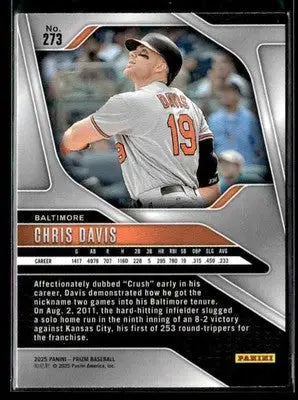 Baseball trading card featuring Chris Davis from 2025 Panini Prizm Baltimore Orioles