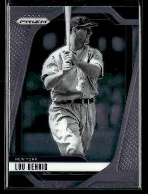 Black and white Lou Gehrig baseball trading card from Panini Prizm York Yankees