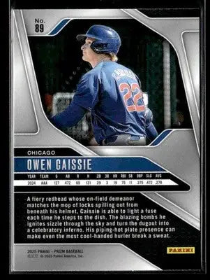 Panini Prizm Owen Caissie Chicago Cubs trading card 2025 #89