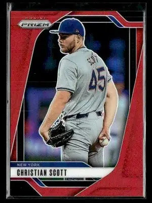 Baseball trading card of Christian Scott in New York Mets uniform from Panini Prizm