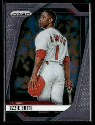 Baseball trading card of Ozzie Smith from Panini Prizm 2025 Louisiana Cardinals collection