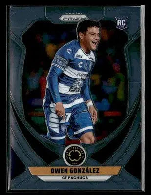 Soccer trading card featuring male player in blue and white jersey from Panini Prizm FIFA Club World