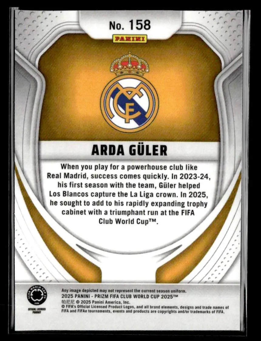 Collectible Panini Prizm FIFA soccer card of Arda Güler from FIFA Club World Cup