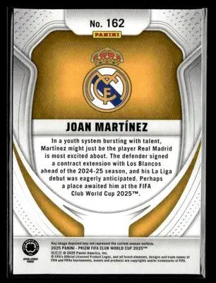Collectible Panini Prizm FIFA Soccer Card of Joan Martinez from FIFA Club World Cup
