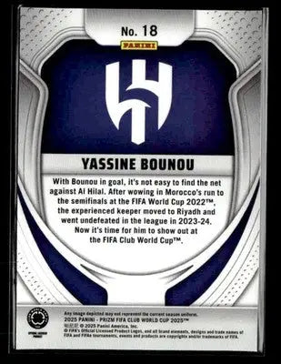 Yassine Bounou Panini Prizm FIFA Club World Cup trading card for Prizm FIFA Club