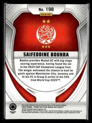 Collectible Panini Prizm FIFA football card of Saifeddine Bouhra from FIFA Club World Cup 2025