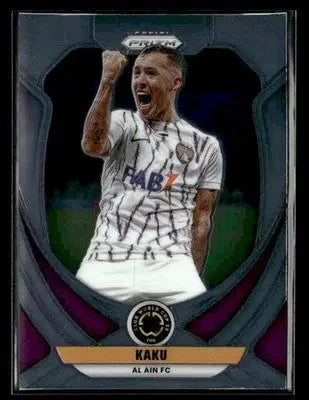 Trading card of male soccer player in white and black jersey celebrating, 2025 Panini Prizm FIFA Club World Cup