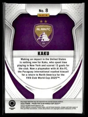 Purple sports trading card of Kaku from Panini Prizm FIFA Club World Cup series