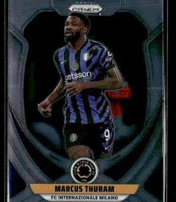 Soccer trading card of Marcus Thuram in Inter Milan jersey from 2025 Panini Prizm FIFA Club World Cup
