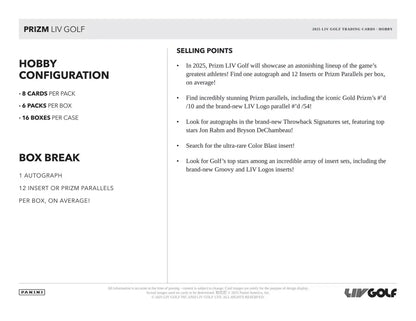 2025 Panini Prizm LIV Golf Hobby Box - Sports Card Hobby Boxes