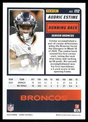 2025 Panini Score Audric Estime #172 Football - Trading Card