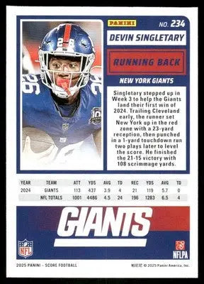2025 Panini Score Devin Singletary #234 Football - Trading Card
