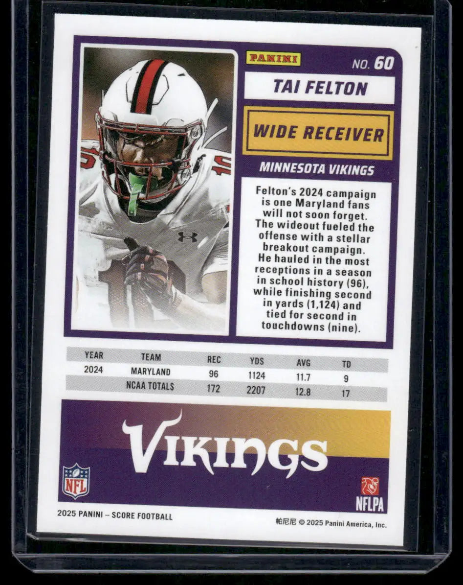 2025 Panini Score Football Tai Felton #60 RC Football - Football Card