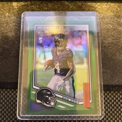 Zay Flowers rookie football card Panini Score Football holographic finish numbered 9/9