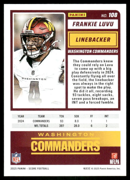 2025 Panini Score Frankie Luvu #108 Football - Football Card