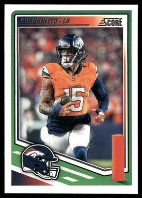 Football trading card featuring Nik Bonitto in orange jersey from Panini Score Nik 2025