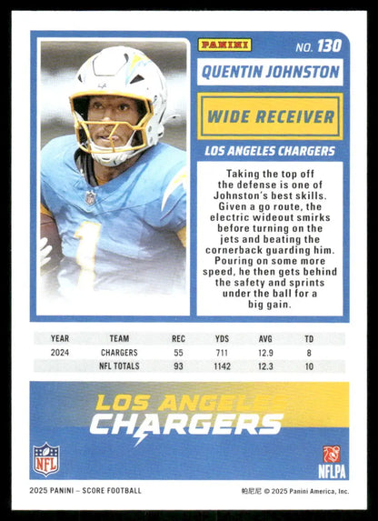 2025 Panini Score Quentin Johnston #130 Football - Trading Card