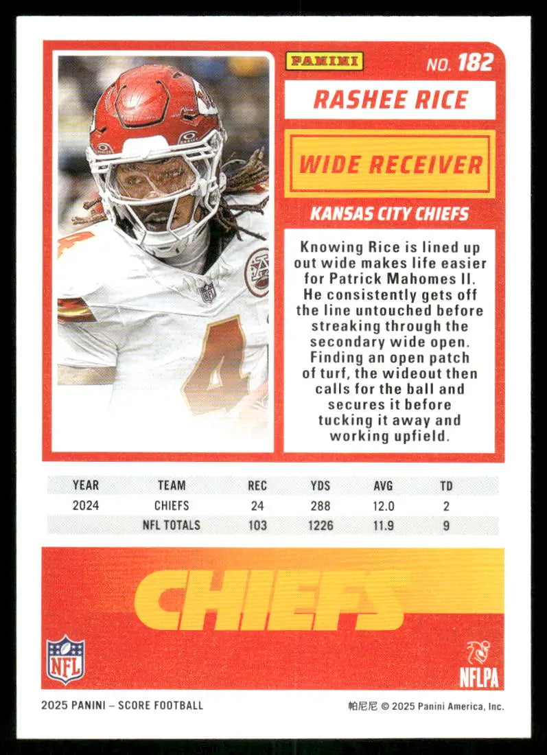 2025 Panini Score Rashee Rice #182 Football - Trading Card