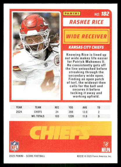 2025 Panini Score Rashee Rice #182 Football - Trading Card