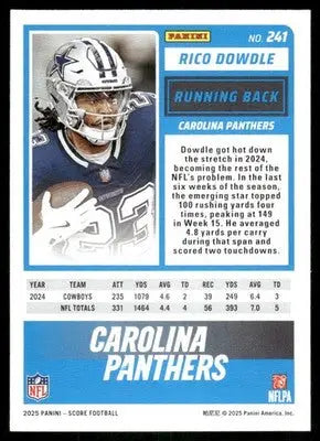 2025 Panini Score Rico Dowdle #241 Football - Football Card