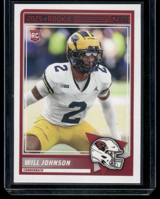 Football trading card of Will Johnson from 2025 Panini Score Rookie collection