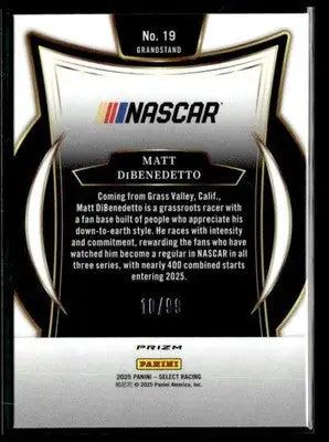 2025 Panini Select #19 Matt DiBenedetto White Prizms #/99 - Collectible Card