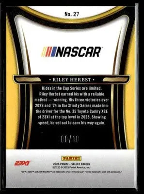 2025 Panini Select #27 Riley Herbst Sensations Gold Flash Prizms #/10 - Trading Card