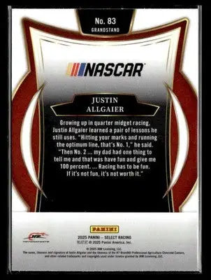 2025 Panini Select #83 Justin Allgaier - Trading Card