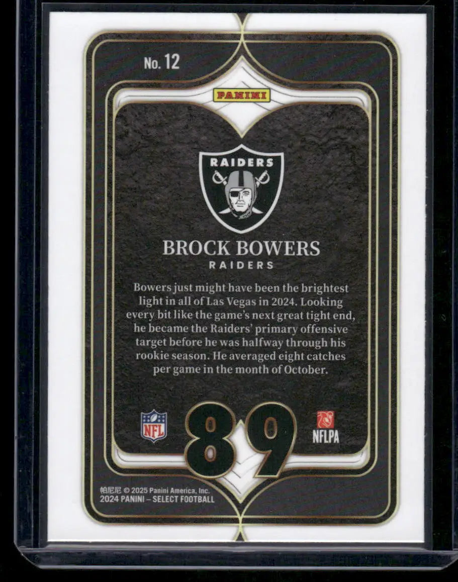 2025 Panini Select Football Brock Bowers #12 Numbers RC Football - Sports Trading Card