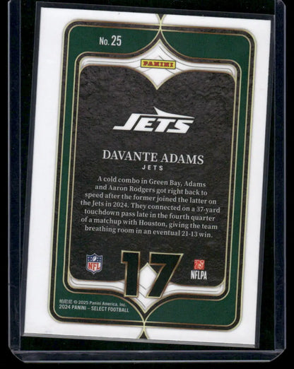 2025 Panini Select Football Davante Adams #25 Numbers Football - Football Card