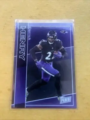 Derrick Henry football trading card from 2025 Panini The National Silver Pack with purple background