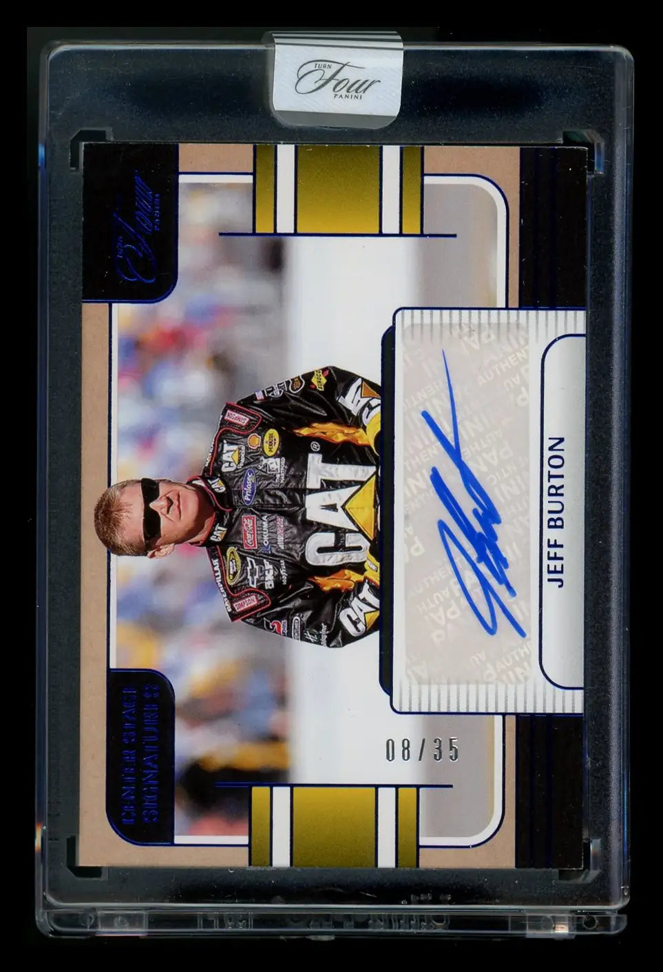 Jeff Burton autographed racing trading card from Panini Turn Four Center Stage Signatures