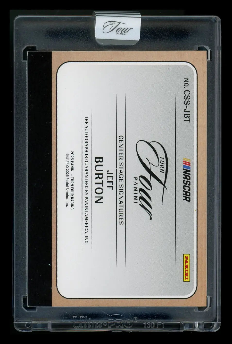 Jeff Burton NASCAR Panini Turn Four Center Stage Signatures racing card 08/35