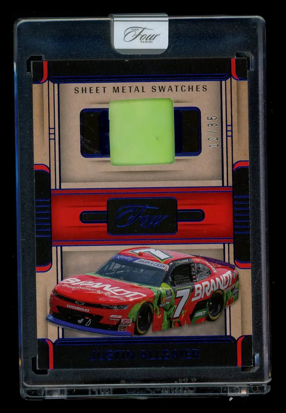 2025 Panini Turn Four Justin Allgaier #SWS-JAL Sheet Metal Swatch 12/35 Racing - Collectible Card